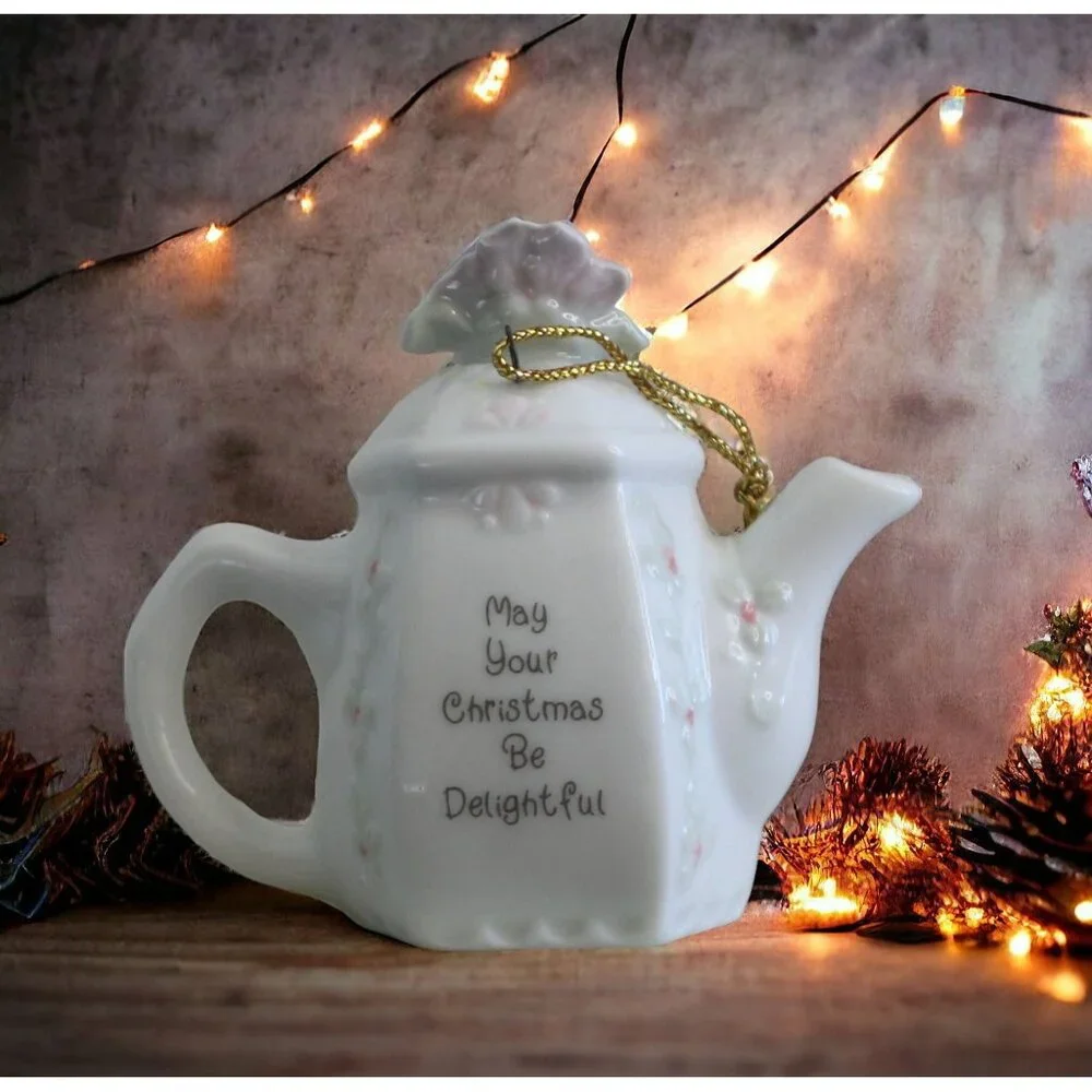 Vintage 1994 Enesco Precious  Moments Boy Wrapped In Lights Teapot Ornament - Picture 3 of 6